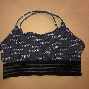 SoulCycle black and white printed bra